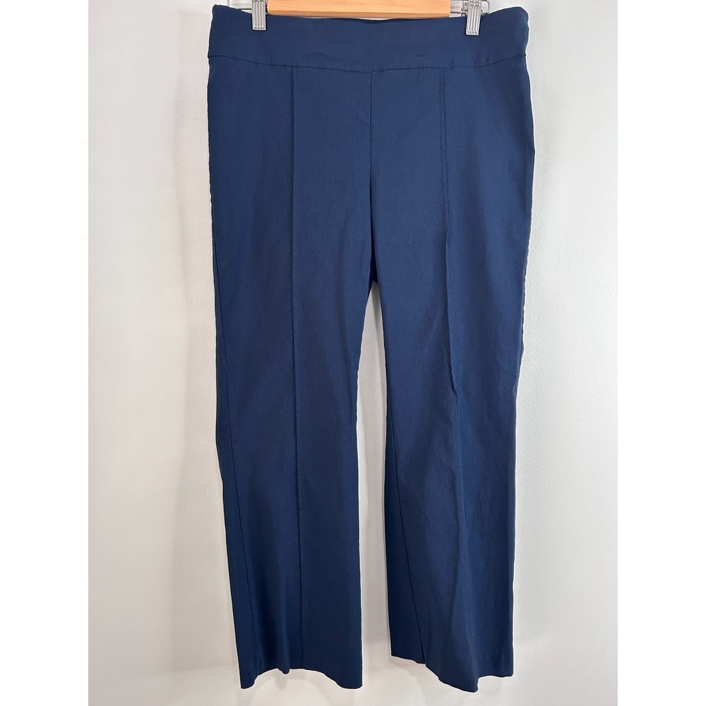 J McLaughlin Navy Blue Pull On Slim Leg Seamed Trousers Pants Womens 12 Luxury